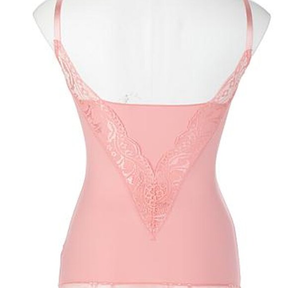 Rhonda Shear Pin-Up Lace Camisole Smoothing Tank with Built in Bra~ Black Large - Picture 3 of 14